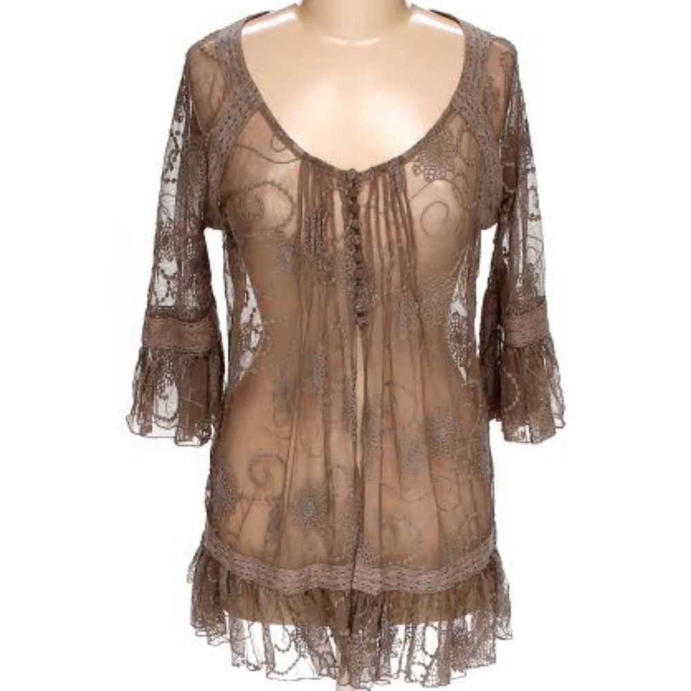 Ryu Sheer Lace Embroidered Blouse/Tunic